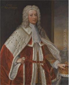 Portrait Of George, 3rd Earl Of Cardigan Wearing Peers's Robes, Hisleft Hand Resting On His Coronet, A Pyramid Beyond