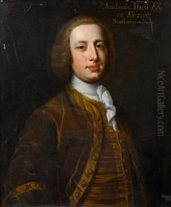 Portrait Of Ambrose Isted Of Ecton,half-length, In A Brown Coat With A Black Tricorn Hat Under Hisarm