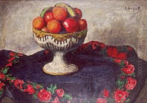 Still Life Of Fruit And Flowers by Arthur Segal