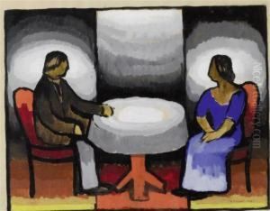 Couple At A Table (original Title Unknown) by Arthur Segal