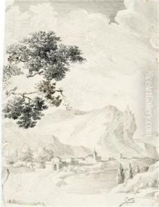 A Landscape With A Fortress by Giovanni Segantini