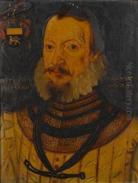 Portrait Of A Gentleman, Bust Length, In A White Slashed Doublet And Gorget - view 1
