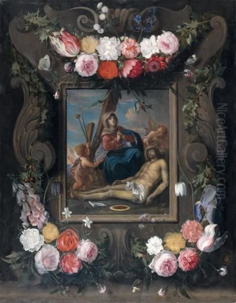 Pieta Dans Une Couronne De Fleurs - view 1