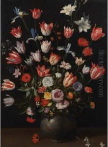 Still Life Of Tulips And Other Flowers In A Vase