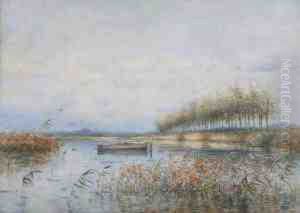Wad Met Aangemeerd Bootje by Henri Seghers