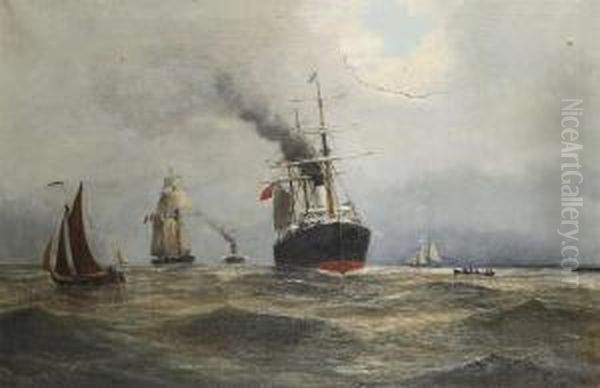 The Arrival Of A Steamer In The Harbour - view 1