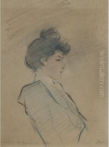 Portrait De Femme En Bleu