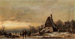 Winterlandschaft Mit Verschneiten H by August Seidel