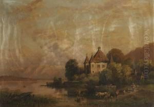 Blick Auf Schloss Garatshausen Am Starnberger See by August Seidel