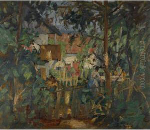 Woman In A Village Landscape - view 1