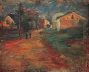 Obraz Dwustronny - Na Licu: Miasteczko, Na Odwrocie: Pejzaz by Efraim Seidenbeutlowie