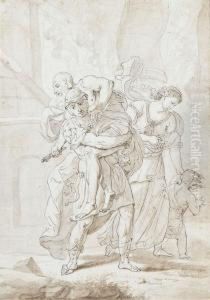 Aeneas Flucht Aus Dem Brennenden Troja by Andreas Seidl