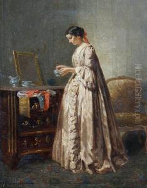 A Lady In A Bedroom Interior - view 1