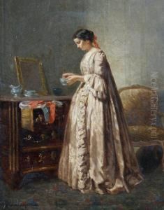 A Lady In A Bedroom Interior