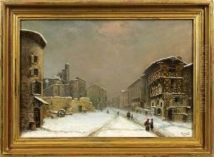 Ansicht Einer Winterlich Verschneiten Stadt by Claudius Seignol