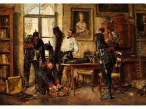 Soldaten Beim Ausbruch Aus Einemprivatquatier by Carl Seiler