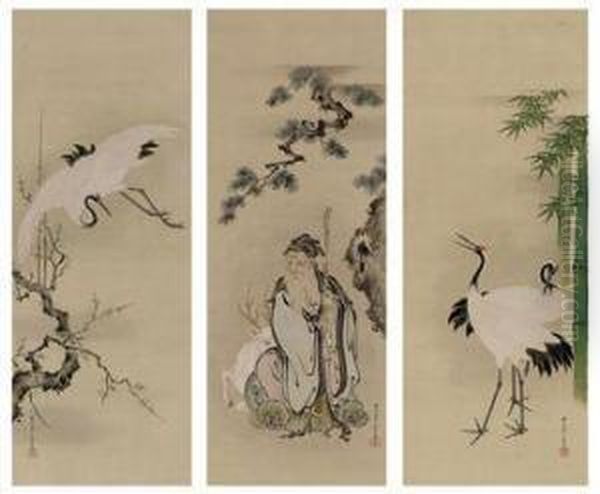 Jurojin And Cranes - view 1