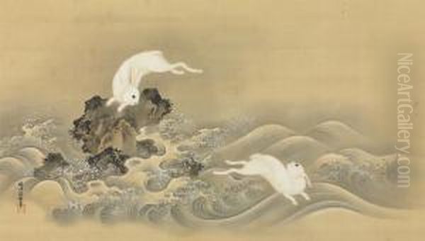 Rabbits Frolicing In The Waves - view 1