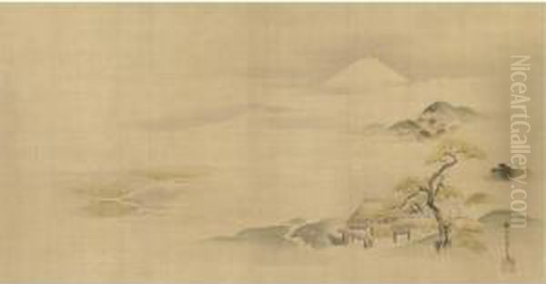 Thatched Cottages And Mount Fuji - view 1
