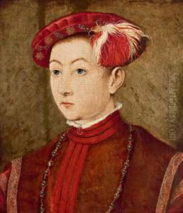 Ritratto Di Giovane Con Copricapo Rosso Orlato Di Perle by Jakob Seisenegger