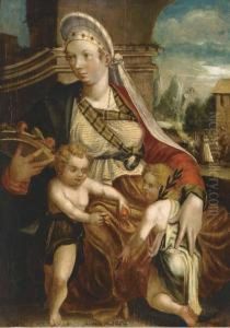 Sarah, Issac And A Boy, With The Banishment Of Hagar And Ishmaelbeyond by Jakob Seisenegger
