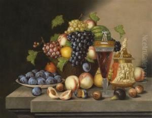 Stilllife With Basket Of Fruit And Wine Goblet
