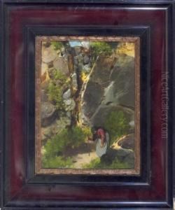 Alte Bauerin In Einer Schlucht by Otto Seitz