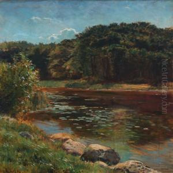 Summer Landscape With Forest Lake - view 1