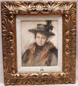 Portrait Of Lady "miss Mcdonald" by Charles A. Sellar
