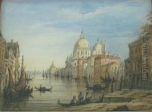 Santa Maria Della Salute, Signed With Initials, Watercolour, 16 X 22cm