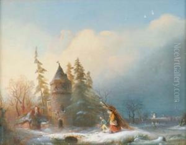 Wood-gatherers In Winter - view 1