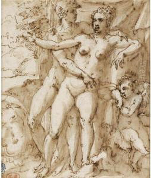 Mars And Venus, Beside Cupid - view 1