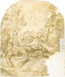 Paesaggio Con Argante Morto by Ottavio Semino