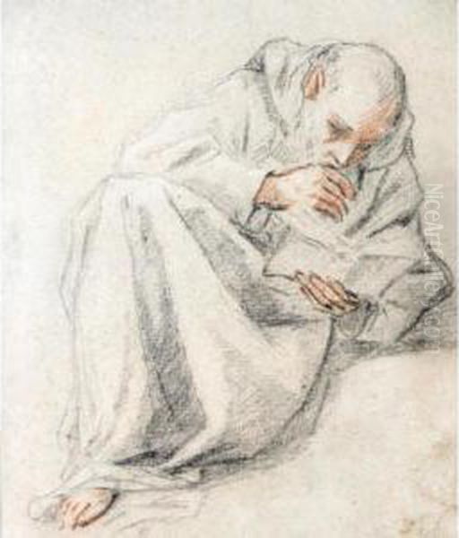 Study Of A Seated Monk Reading - view 1
