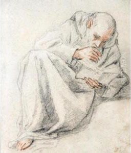 Study Of A Seated Monk Reading by Fra Semplice Da Verona