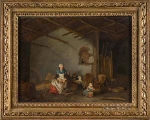 Interieur De Ferme Anime by Jacques Albert Senave
