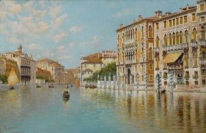 A View Looking West Along The Grand Canal, Venice by Rafael Senet y Perez