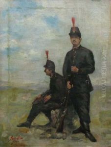 Dorobanti - Copie Dupa Grigorescu by Dimitrie Serafim