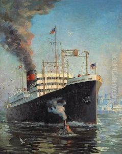 Steamship 'president Monroe', San Francisco Harbor by Hector Ettore Serbaroli