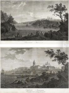 Two Engravings Depicting The Konevsky And Valaam Monasteries by Gavriil Sergeevich Sergeev