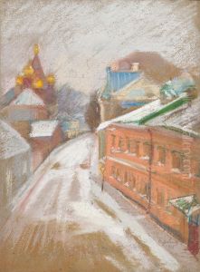 A Moscow Street In Winter by Ivanovich Lobanov Sergei