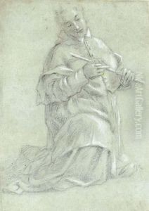 A Kneeling Man Holding A Flute