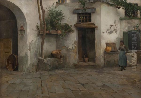 Contadina In Un Cortile - view 1