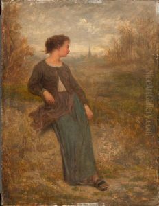 Farmersfrau In Einer Landschaft. Farmersfrau In Einer Landschaft.