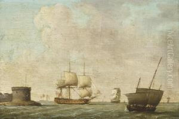 A Frigate Passing A Crowded Lugger - view 1