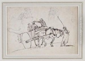 Rustics With A Horse And Cart by John Thomas Serres