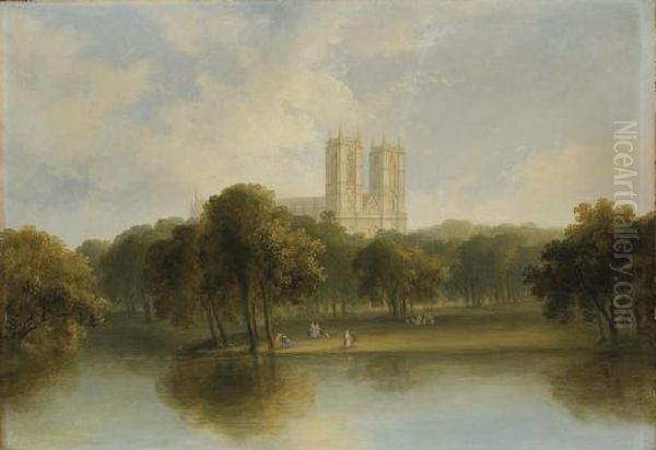 Vue De L'abbaye De Westminster Et De St James Park - view 1