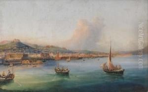 Vista Di Napoli Dal Mare Da San Giovanni A Teduccio Con Castel Santelmo E La Certosa Di San Martino