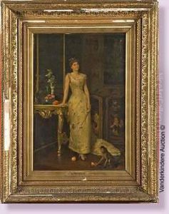 Elegante Et Son Petit Singe by Auguste Serrure