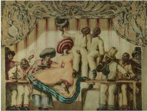 Dama Sentada Sobre Barandilla (on The Balcony) by Jose Maria Sert Y Badia